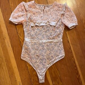 For Love&Lemons Skivvies Lace Bodysuit Sz S